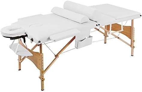 Стекнете 3 делови 212 x 70 x 85cm Преклопен кревет за убавина преклопување преносен спа -бодибилдинг масажа за масажа поставена бела