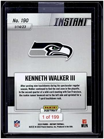 Kenneth Walker III RC 2022 Panini Instant Playoffs /199 Дебитант 190 Seahawks MT-MT+ NFL фудбал