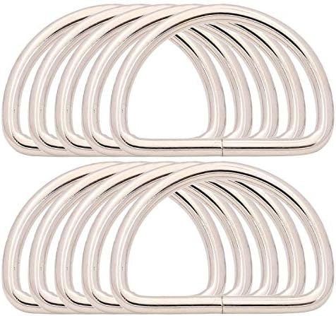 Bikicoco Metal D -прстени, тока, 2 инчи кои не се заваруваат за мрежно шиење DIY - Сребрена - пакет од 10