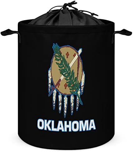 Оклахома Знаме Кошница За Перење Алишта Со Затворање На Врвки За Перење Кеси За Складирање За Домашно Патување