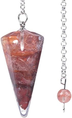 Природна црвена фантомска кварц камења од камења од карпи кристал хексагонален зашилен Reiki chakra pendant pendulum