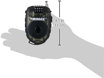 Кабел за Повлекување тримакс со 3-Дигет Комбинација Заклучување 3 ' Л Х 3мм Т33РЦ, Блистер Пакување, Црно