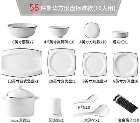Wpyyi нордиска бела црна линија керамички прибор за јадење постави домаќинства кујнски материјали ресторани садови јадења лажици коски за вечера
