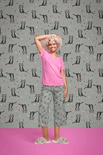 Нијанса Женски Основни Печатени Плетени Капри Пижами Панталони За Спиење, Изработени Со Технологија За Контрола На Температурата