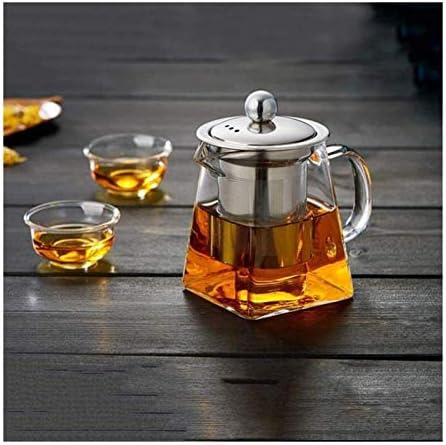 Стаклени чајници стакло чајник отпорен на топлина боросиликат транспарентен не'рѓосувачки челик инфузер шпорет безбеден чај садови стаклени