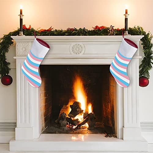 Трансродова знаме гордост Божиќ виси чорапи за порибување за Божиќно дрво за одмор дома