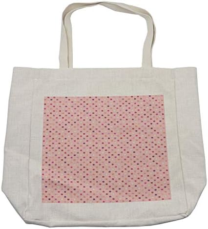 Амбесон Полки точки торба за шопинг, шарени романтични полкови точки во геометриски форми гроздобер жлеб печати, еко-пријателска торба за еднократна употреба за н?