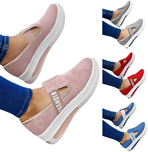 Дами Мода Еднобојна Мрежа За Дишење Клин Платформа Обични Чевли Чевли За Чорапи Женски Патики