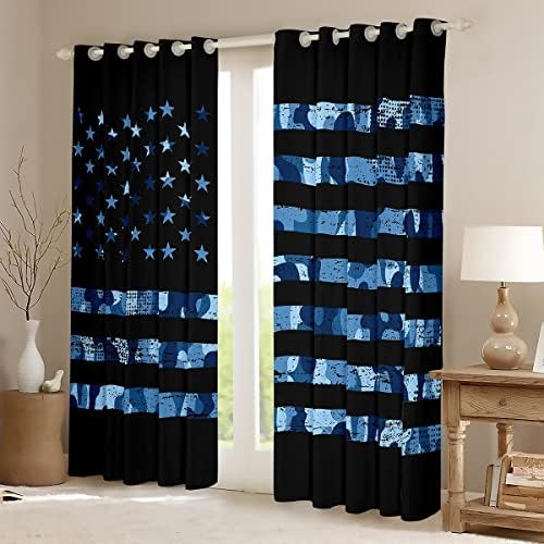 Еросебридално американско знаме завеси за момчиња деца тинејџери спална соба, камуфлажни прозорец завеси 42 wx63 л, третмани за прозорци на САД во САД Федерации starsве?