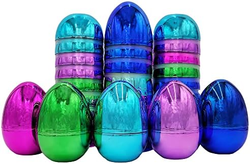 Џамбо Метални Полни Велигденски Јајца Шарени Пластични Џамбо Велигденски Јајца, Стои Исправено, Совршено За Лов На Велигденски Јајца,