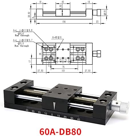 X табела за поместување СО една оска 60А-DB80 Рачна Платформа За Поместување На Линеарна Фаза Станица 60x40mm Големина На Платформата