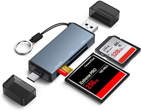 Cf/SD / TF Читач На Картички, Алуминиум USB-а И USB C Сд Читач На Картички Компактен Флеш Читач Поддржува CF/SD / MicroSD Компатибилен Со MacBook