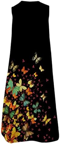Zpervoba летни фустани за жени лабави вклопени макси фустани пеперутка цветни печатени ракави без ракави фустан фустан со фустани