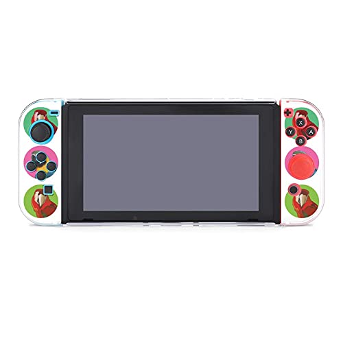 Случај за Nintendo Switch, тркалезни налепници со ARA папагали со пет парчиња поставени додатоци за конзола за заштитни капаци