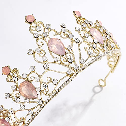Розова Принцеза Дијадеми За Девојки, Злато Кристално Роденден Круна Лента За Глава За Мало Девојче Големо Дете Девојче Матурска