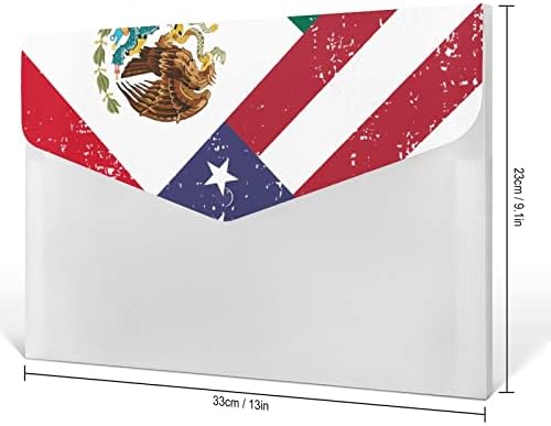 Гроздобер Американско Мексико Знаме 6-Џеб Проширување На Папката Со Датотеки Пластична Хартија За Документи Етикети На Организаторот На