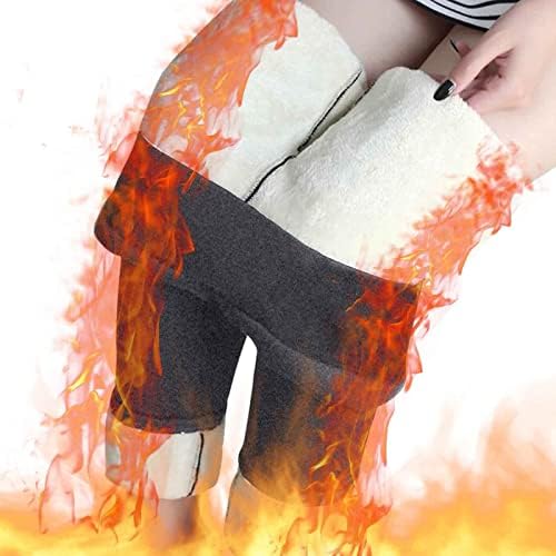Iius Fleece хеланки за жени зимски топли термички хеланки со високи половини тенок истегнат панталони дебели меки панталони за тренингот