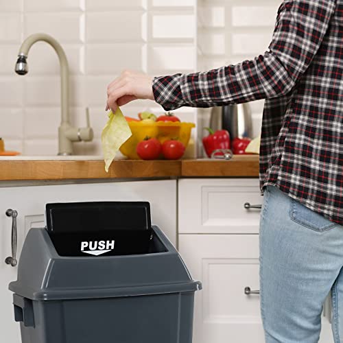 Morcte 4-пакет 13 галон кујнски отпадоци конзерва со капакот за замав, пластична кујна за отпадоци, сива