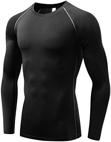 Кошули за компресија на Tesuwel за мажи кошули со долг ракав вежбање mens upf 50+ трчање велосипедски базен слој врвот, потдање на