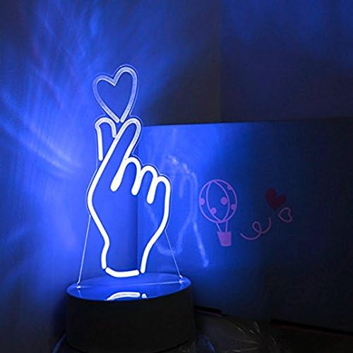 3Д срцев гест Те сакам да потпишиме ноќно светло светло USB допир декор, животински ламба маса, оптички илузивни ламби