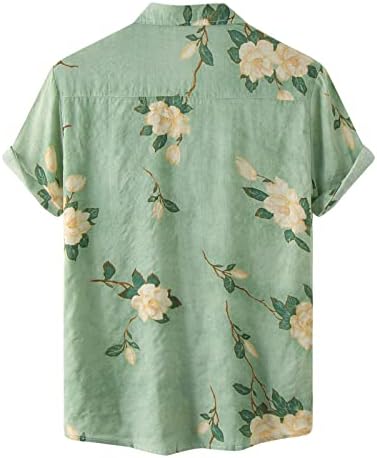 Ubst летни машки хавајски кошули, гроздобер тропски принт со кратки ракави врвови на копчето надолу опуштено лабава лебна кошула на