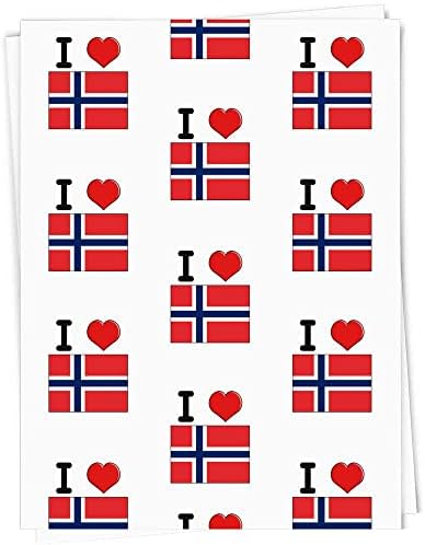 5 х А1 Ја Сакам Норвешка Подарок Заврши/Завиткување Хартија Листови