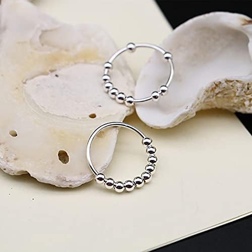 Прстен за вознемиреност за жени за жени прстен на мушка, анти -загрижени прстенести минималистички прстен подарок за неа, прстени за вртење