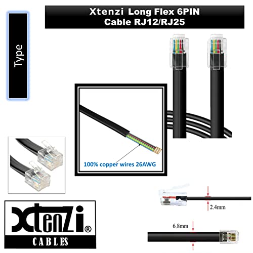 Xtenzi 6Pin Flex Кабел XTFC Жица Додаток XT91532 За Засилувач Далечински Бас Копче Компатибилен Со Аудио Засилувачи
