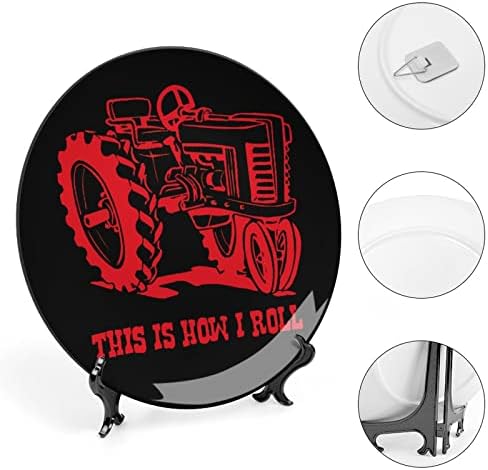 Црвен трактор керамичка декоративна чинија со приказ на штанд што виси прилагодена годишнина свадба празнични подароци за родители на