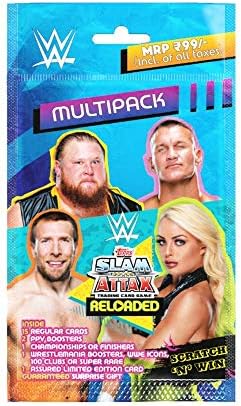 Топс Индија WWE SLAM ATTAX Reloaded Edition 2020, Мулти пакет од 20 картички по пакет, пакет од 2