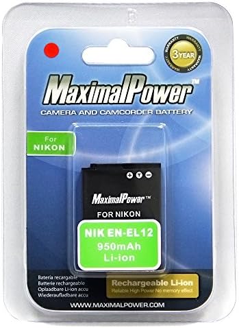 Батерија за замена на MaximalPower за Nikon EN-EL12 ENEL12 CoolPix S1200PJ AW100 S8200 S6200 S6000