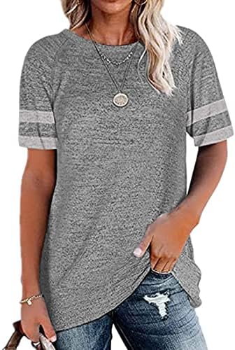 Женски преголем капка рамо со кратки ракави маица шарено писмо печатено случајно екипаж врвови мода улична облека Харајуку