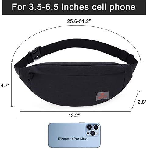 Tinyat мали фани пакувања за жени мажи од половината торба за прашка Супер лесна за патувања за касата, комплет за алатки T201, црно