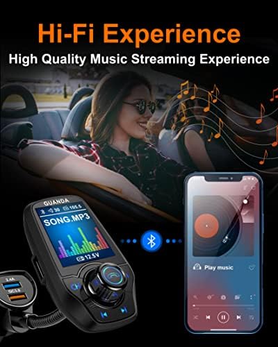 Bluetooth FM Transmitter In Car Wireless Radio Adapter комплет W 1.8 Color Display без раце, без повик, клип за монтирање на телефон, монтирање