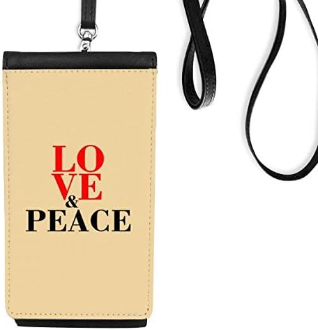 Loveубов и мир Свет без воен телефон за паричник што виси мобилна торбичка со црн џеб