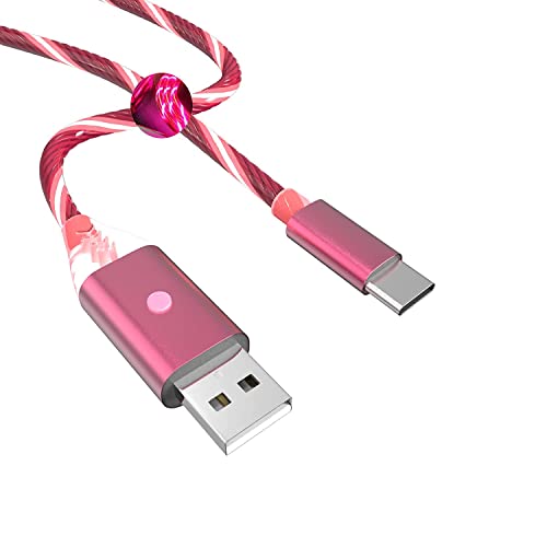 Осветлете го кабелот за полнење со USB C со прекинувач, видлив LED LED полнач за полнач Тип Ц за синхронизација на податоците, компатибилен со