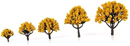 Doitool 20 парчиња бонсаи цвеќиња декорација мини возови лажни минијатури од дрво за занаети жолти декор вештачки дрвја лажни дрвја пластично дрво