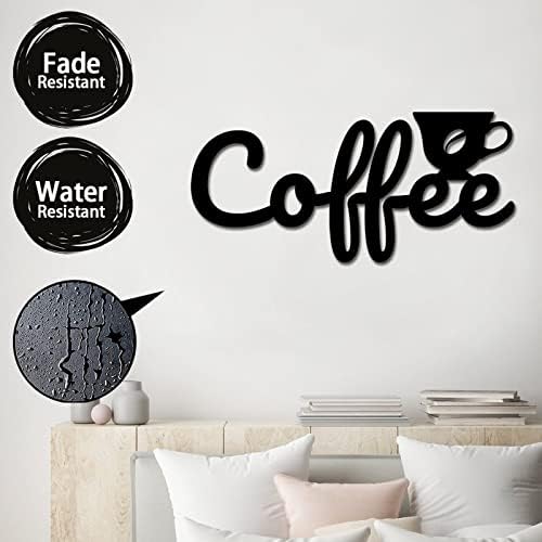 Знак за кафе, метал - знак за wallид за кафе - 3Д збор уметност декор за акцент, знак за кафе, кафе -бар wallид, додатоци за заклучоци
