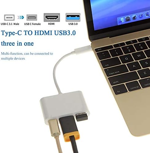 WYFDP 3 во 1 USB C Hub PD USB 3.0 мултипорт адаптер USB 3.1 тип Ц машки до HDM-компатибилен адаптер