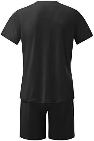 Сет за кратки ракави за маж 4Zhuzi, летен случај со 2 парчиња маици и шорцеви од костум од мажите кои носат тренингот за мажи