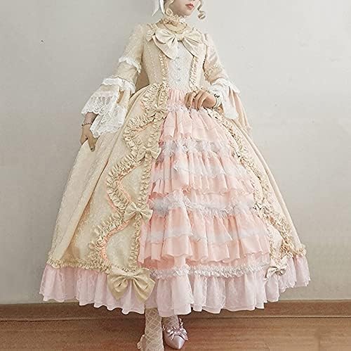 Womenl Гроздобер фустан готски торта фустан чипка што се судира фустан униформа костум костум костуми костуми принцеза фустан
