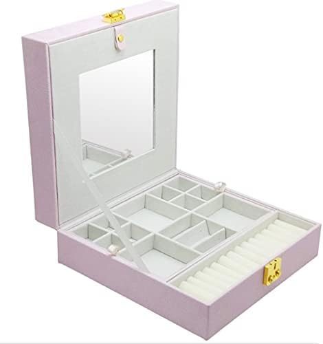 Кутија за накит Кожа Едноставна Кутија За Накит За Складирање Со Обетки За Заклучување Ѓердан Складирање За Пакување Подароци