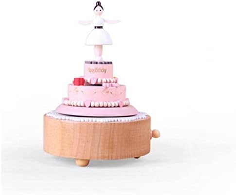 Zhyh Ротитирајќи дрвена музичка кутија Детска играчка ретро креативна роденденска подарок за домашно украсување музичка кутија