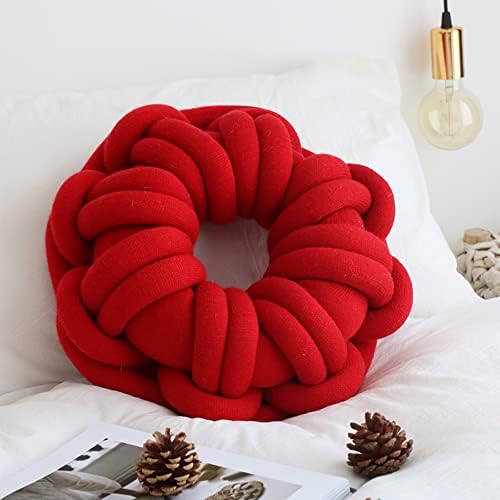 Famvos јазол перница топка, рачно изработена тркалезна крофна плетена перница, декоративни перници за фрлање за домашен кревет, кауч,