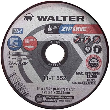 Волтер 11T552 5x1/32x7/8 zip Еден тенок мерач за пресек на мерачи Загадувач бесплатен тип 1 грит ZA60, 25 пакет