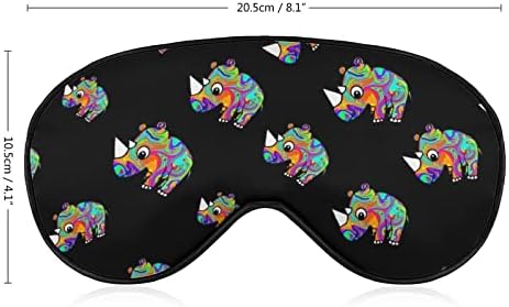 Симпатична обоена носорог за спиење за слепите маски за очила за очила за очи со прилагодлива лента за жени мажи ноќ