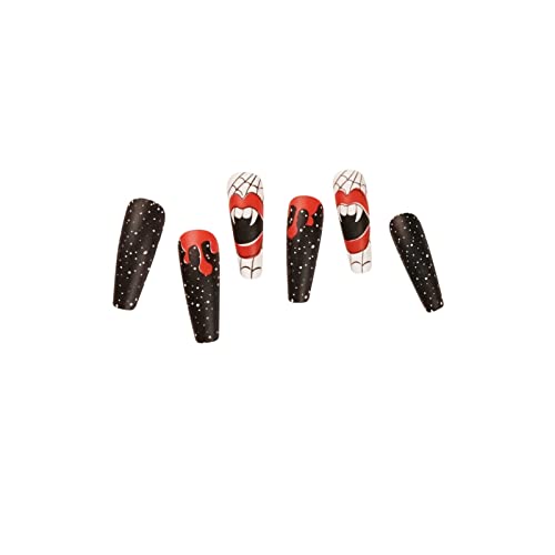 Притиснете На Ноктите 24 парчиња/кутија Лажни нокти налепници за маникир За Ноќта на Вештерките долги нокти за носење