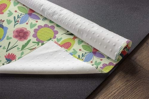 Ambesonne холандски јога мат пешкир, цветен аранжман со шарени лалиња што цветаат doodle на бледо зелена позадина, не-лизгање на потта за