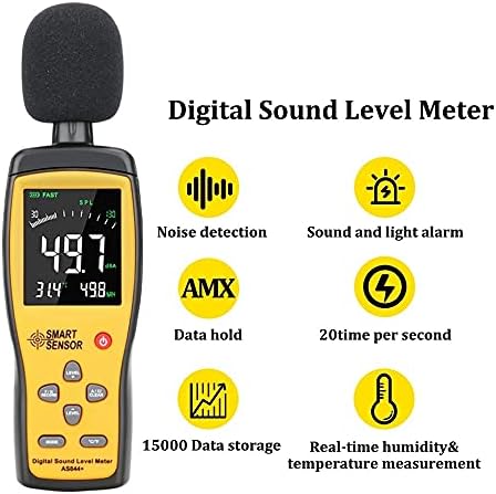 TWDYC дигитален звук на звук на звук Метар децибел Аудио тестер 30 ~ 130 DBA боја LCD дисплеј автомобилски микрофон DB метар