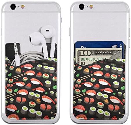 Јапонски држач за картички со ракчиња со суши, PU Faire само-лепете ја лична карта за кредитна картичка за 2,4x3,5 инчен паметен телефон назад